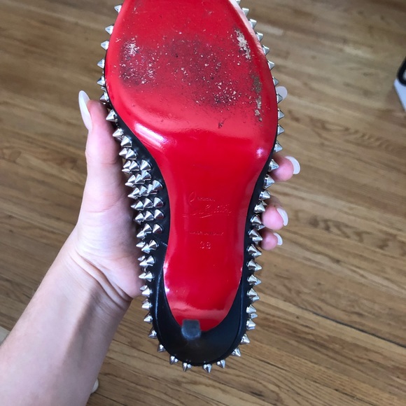 Christian Louboutins Bianca Black Spiked Heels - Picture 7 of 8